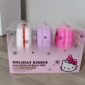 Hello Kitty Macaron Lip Balm Trio in White, Purple, and Pink
